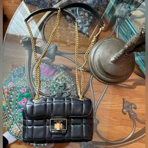Kate Spade Black Quilted Crossbody Bag with Gold Chain